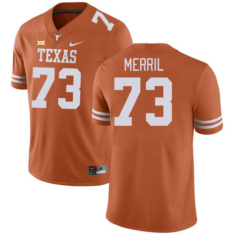 Men #73 Max Merril Texas Longhorns 2023 College Football Jerseys Stitched-Orange